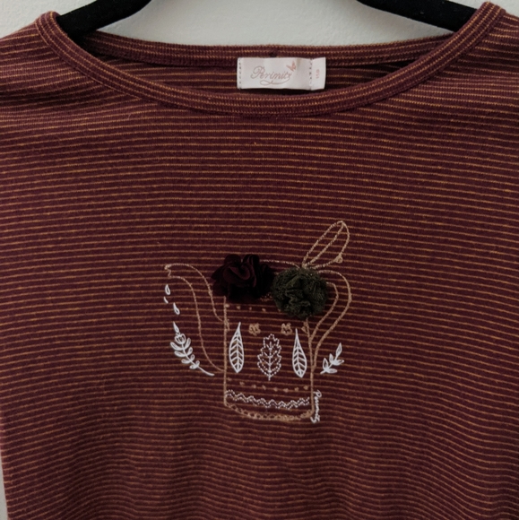 Perimitz Girls Long Sleeves Stripes 3D decoration Top - Picture 7 of 16